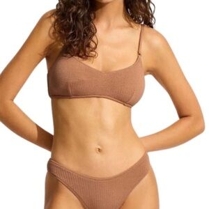 Seafolly Brown Textured Bandeau Bikini Set